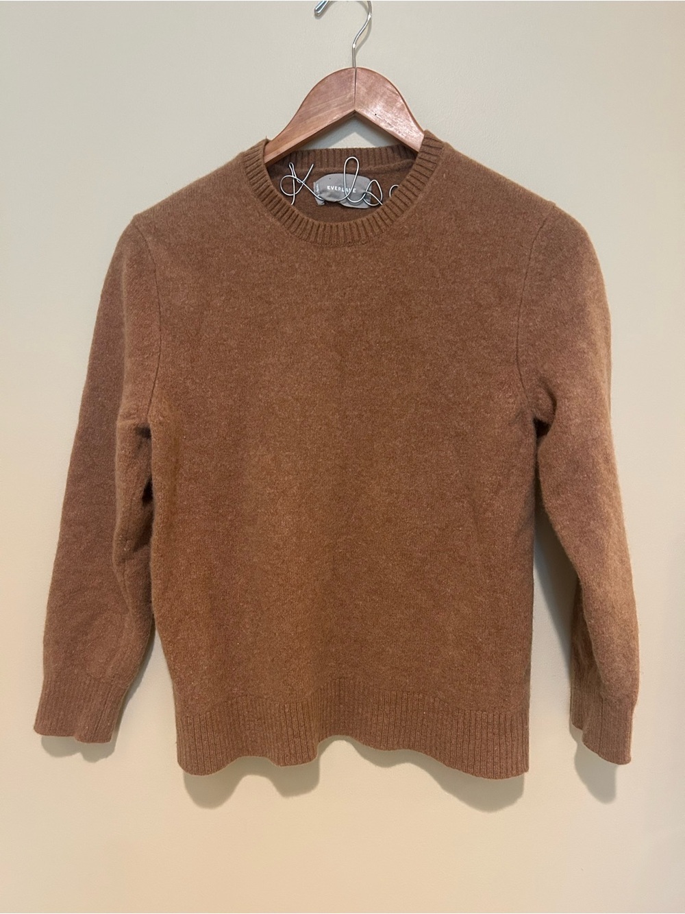 Everlane 100% Wool Womenâs Camel Crewneck Sweater Size Medium